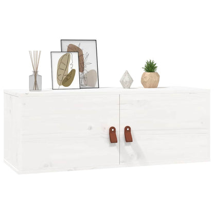 Pensili 2 pz Bianchi 80x30x30 cm in Legno Massello di Pino