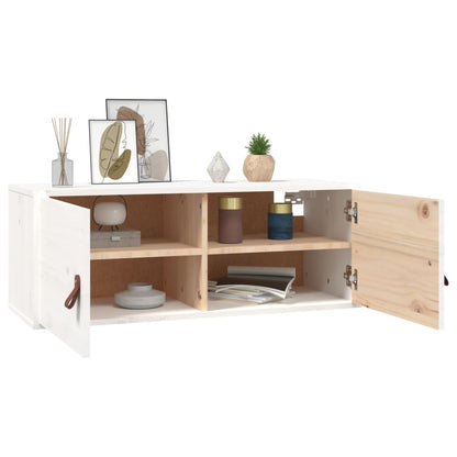 Pensili 2 pz Bianchi 80x30x30 cm in Legno Massello di Pino | homemem39