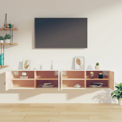 Pensili 2 pz Bianchi 80x30x30 cm in Legno Massello di Pino