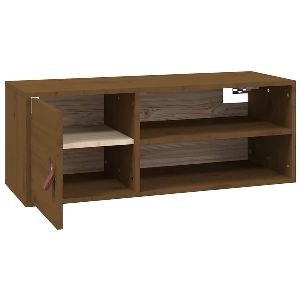 Pensili 2 pz Marrone ambra 80x30x30cm in Legno Massello di Pino