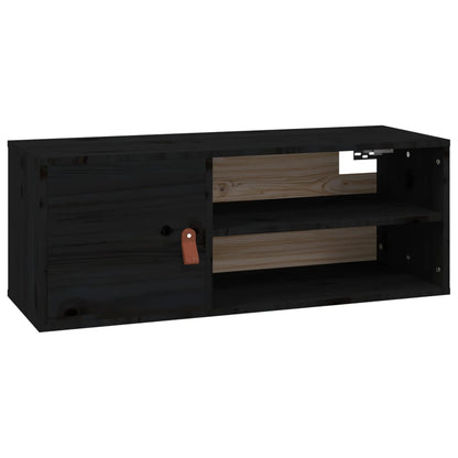 Pensile Nero 80x30x30 cm in Legno Massello di Pino | homemem39