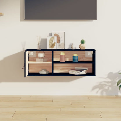 Pensile Nero 80x30x30 cm in Legno Massello di Pino | homemem39