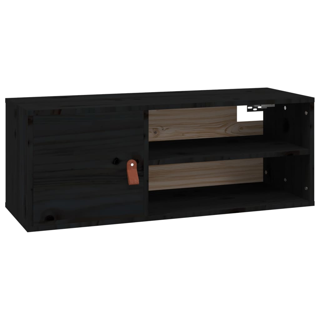 Pensili 2 pz Neri 80x30x30 cm in Legno Massello di Pino | homemem39
