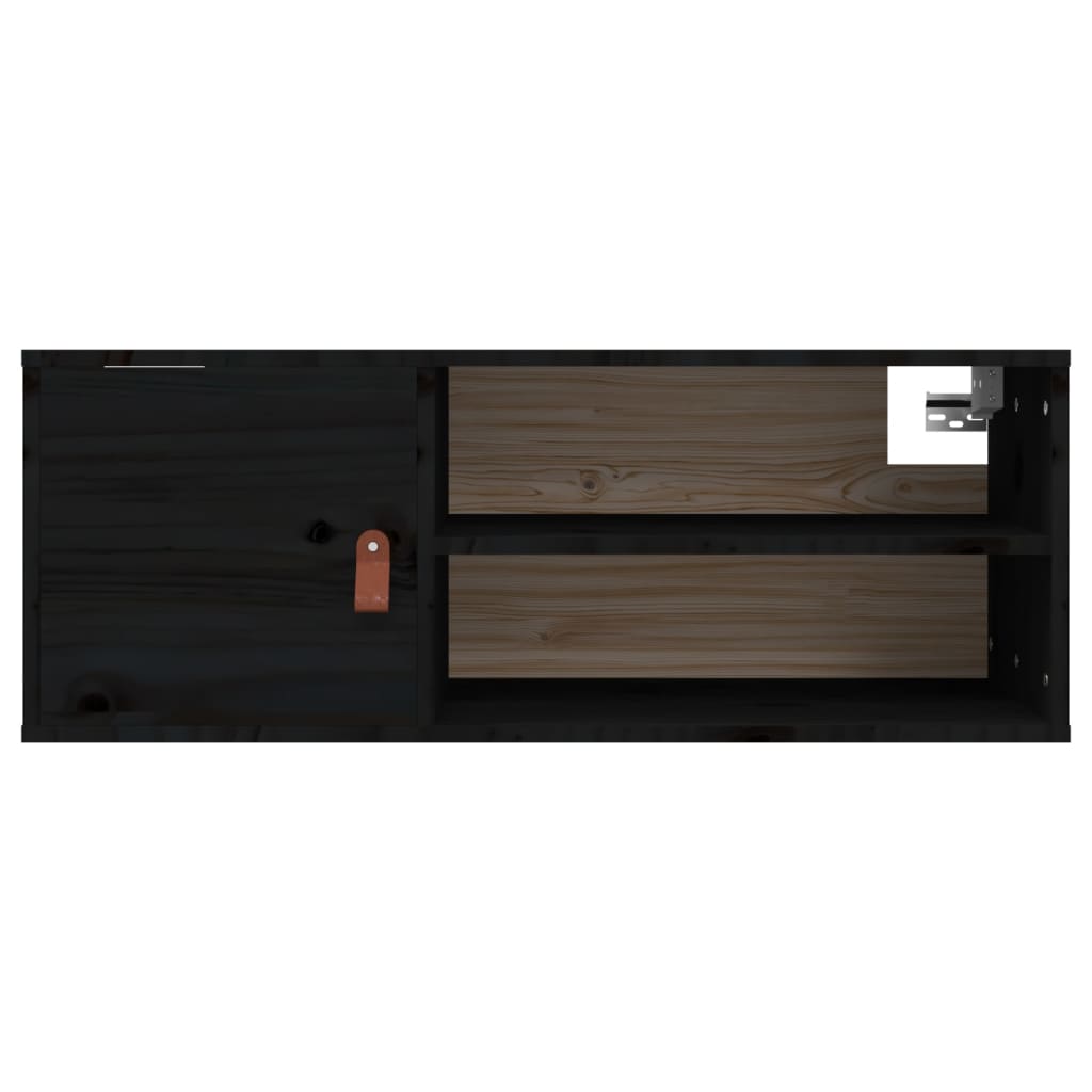 Pensili 2 pz Neri 80x30x30 cm in Legno Massello di Pino | homemem39