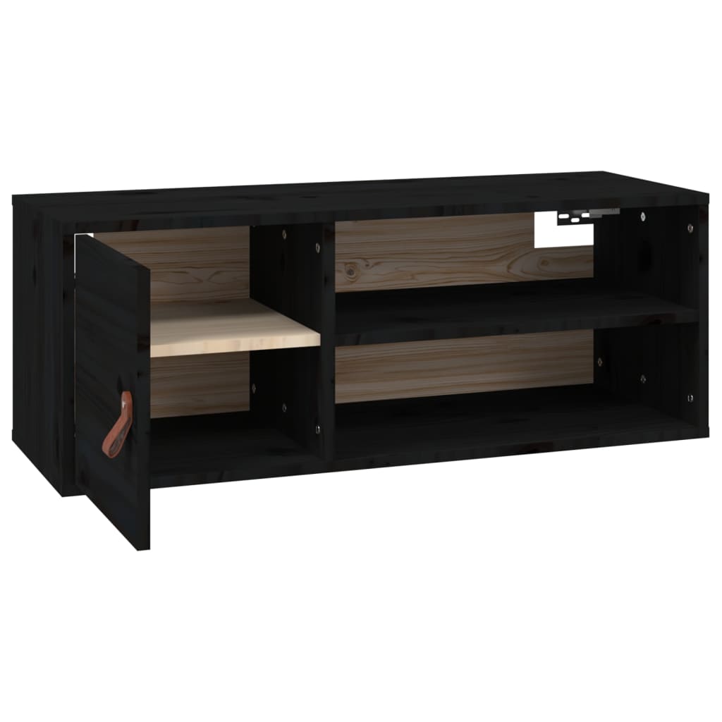 Pensili 2 pz Neri 80x30x30 cm in Legno Massello di Pino | homemem39
