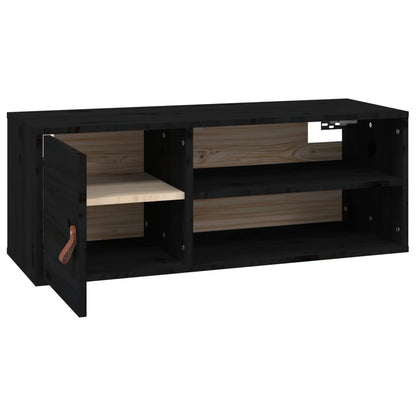 Pensili 2 pz Neri 80x30x30 cm in Legno Massello di Pino | homemem39