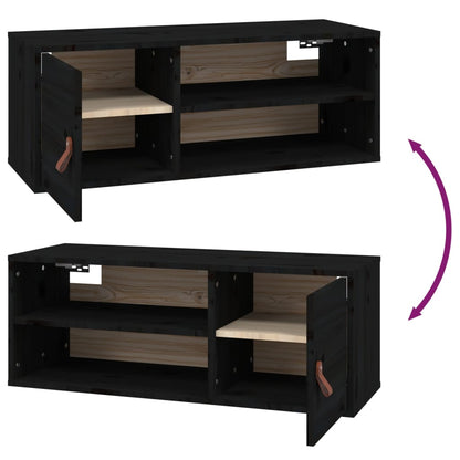 Pensili 2 pz Neri 80x30x30 cm in Legno Massello di Pino | homemem39