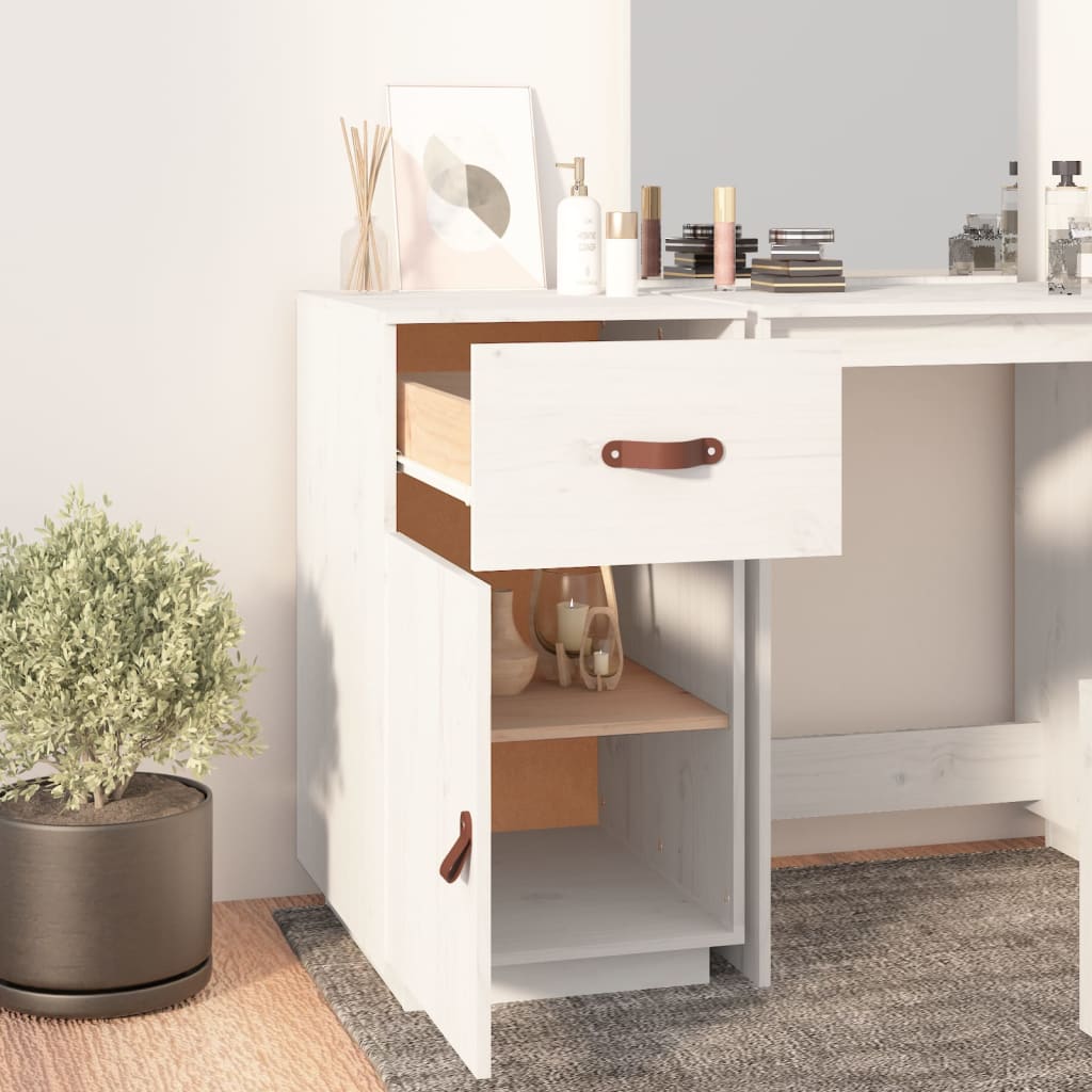 Armadietto da Scrivania Bianco 40x50x75 cm Legno Massello Pino - homemem39
