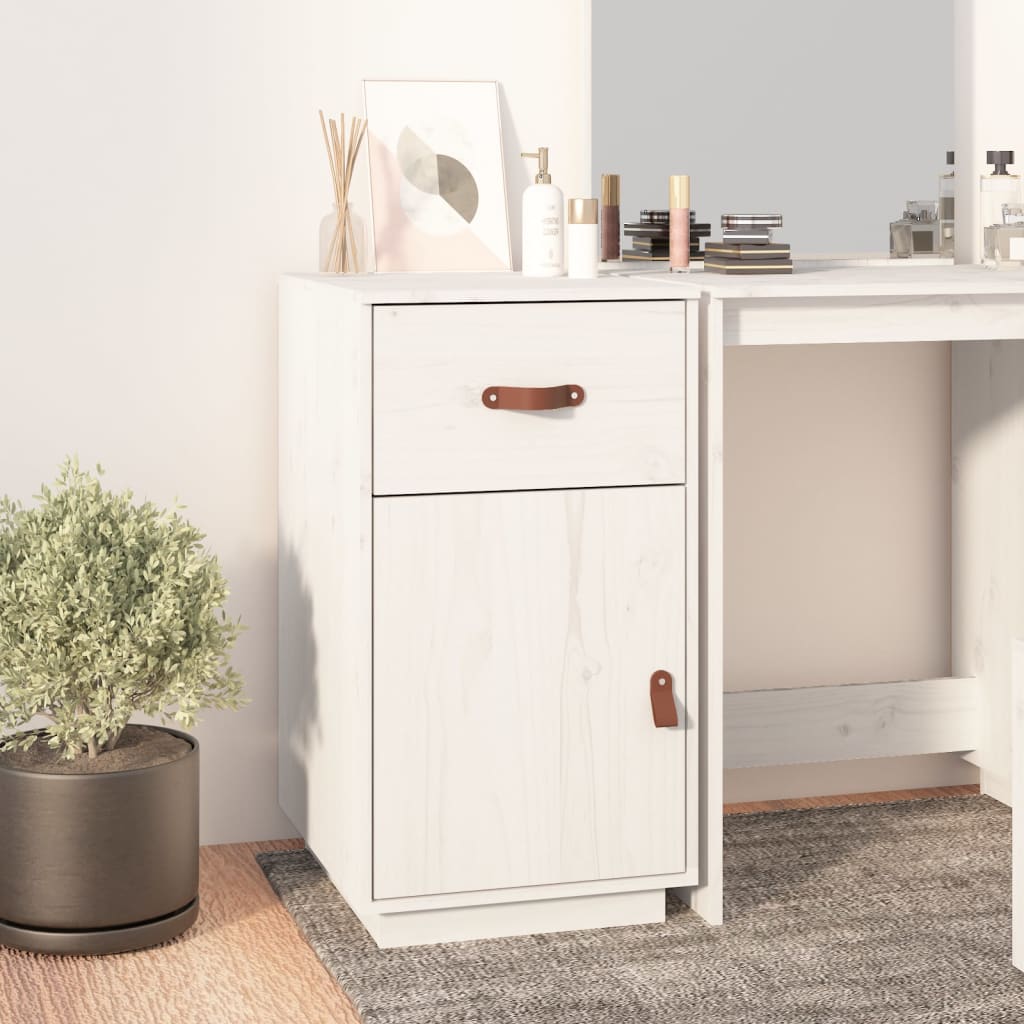 Armadietto da Scrivania Bianco 40x50x75 cm Legno Massello Pino - homemem39