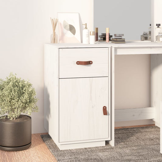 Armadietto da Scrivania Bianco 40x50x75 cm Legno Massello Pino - homemem39