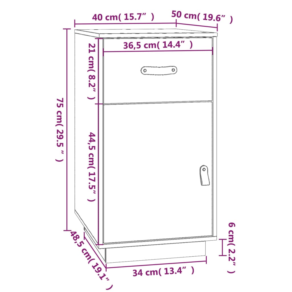 Armadietto da Scrivania Ambra 40x50x75cm in Legno Massello Pino - homemem39