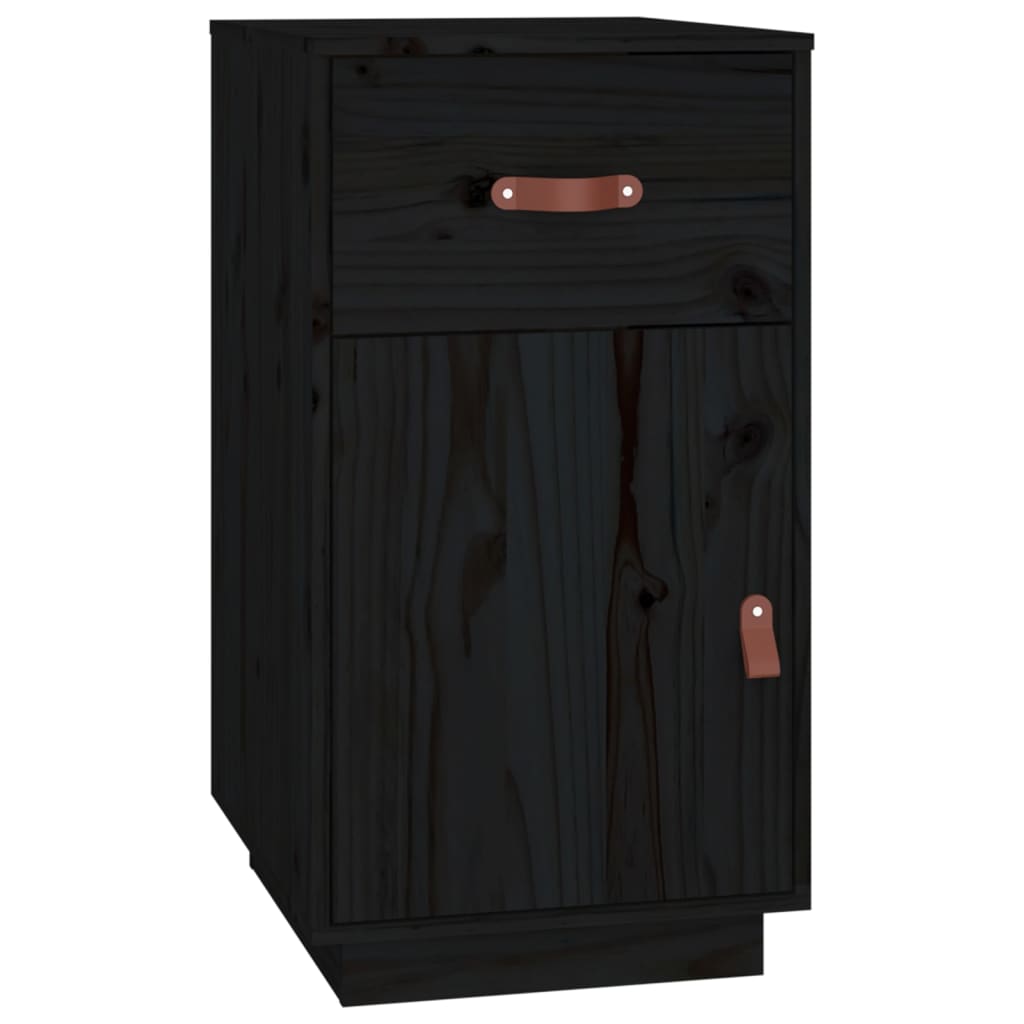 Armadietto da Scrivania Nero 40x50x75 cm Legno Massello Pino - homemem39