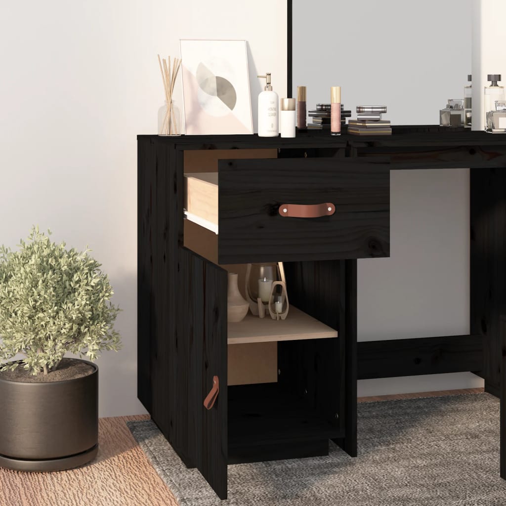 Armadietto da Scrivania Nero 40x50x75 cm Legno Massello Pino - homemem39