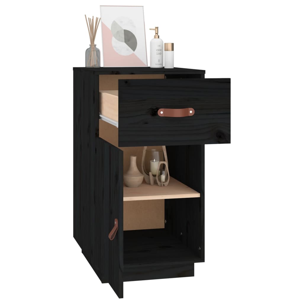 Armadietto da Scrivania Nero 40x50x75 cm Legno Massello Pino - homemem39