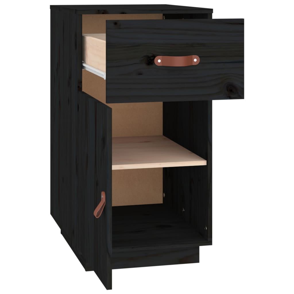 Armadietto da Scrivania Nero 40x50x75 cm Legno Massello Pino - homemem39