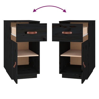 Armadietto da Scrivania Nero 40x50x75 cm Legno Massello Pino - homemem39