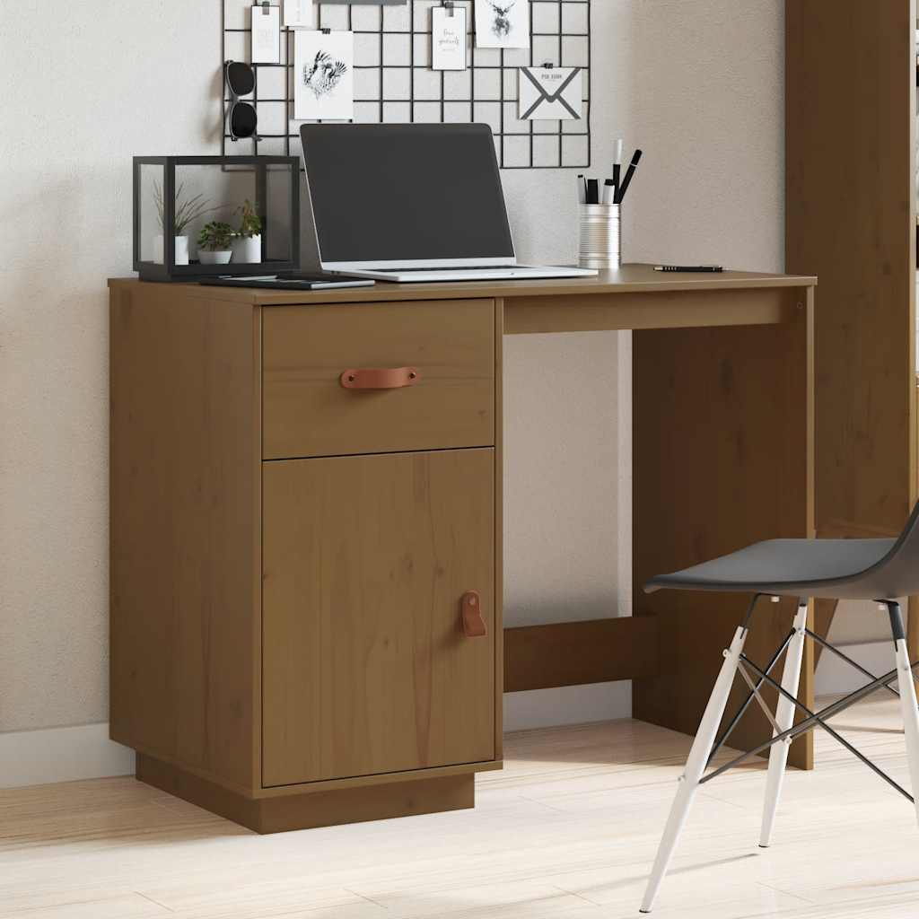 Scrivania Marrone Ambra 95x50x75 cm in Legno Massello di Pino - homemem39