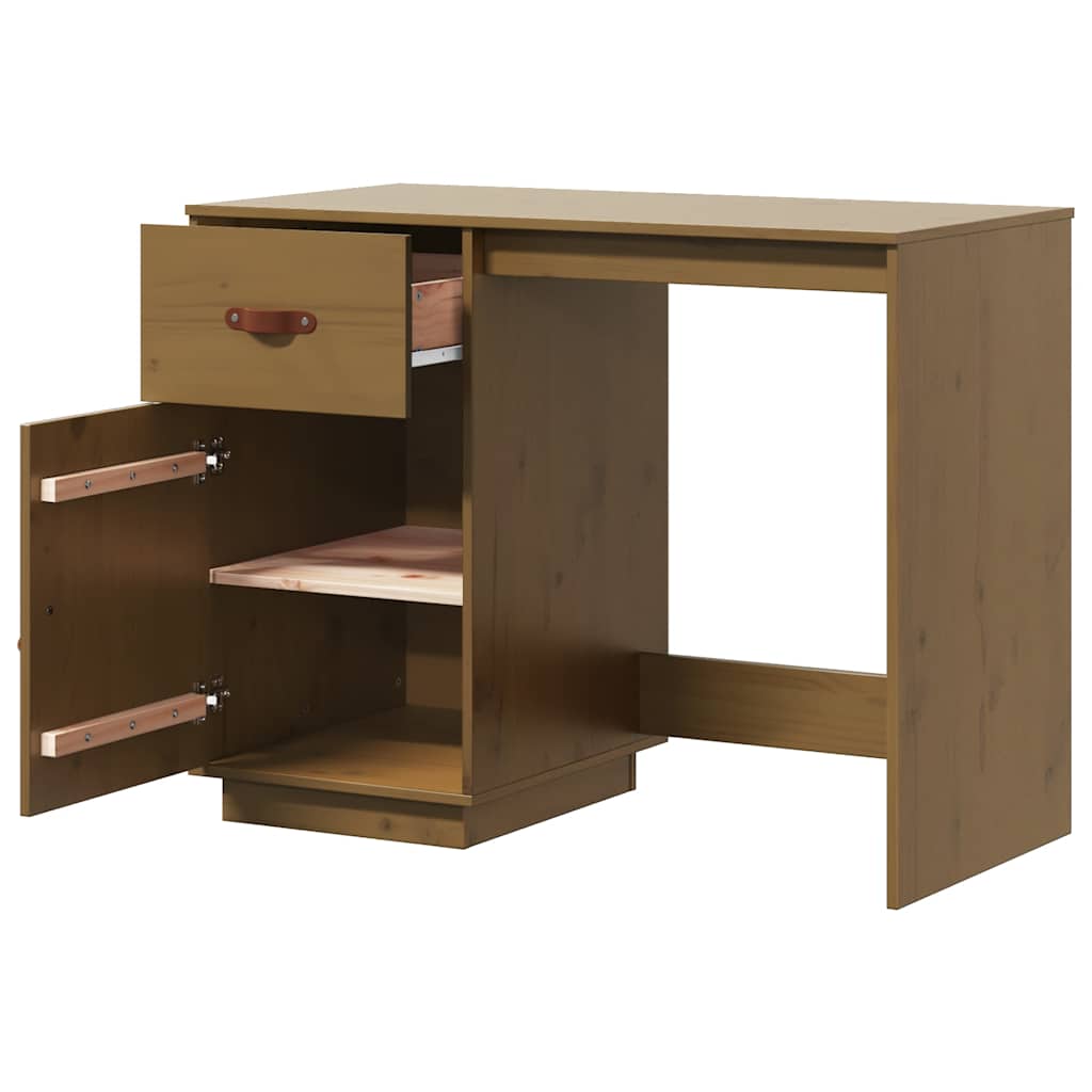 Scrivania Marrone Ambra 95x50x75 cm in Legno Massello di Pino - homemem39