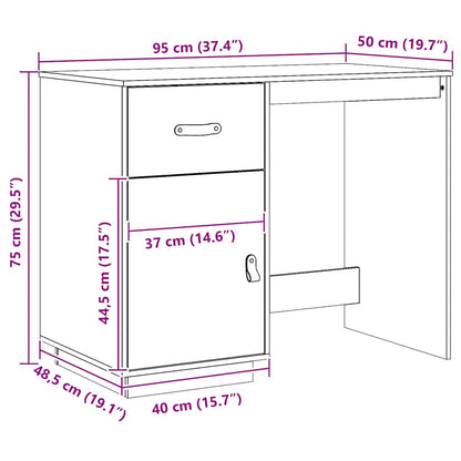 Scrivania Marrone Ambra 95x50x75 cm in Legno Massello di Pino - homemem39