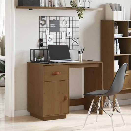 Scrivania Marrone Ambra 95x50x75 cm in Legno Massello di Pino - homemem39