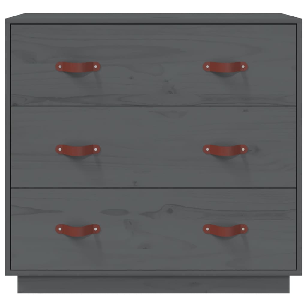 Credenza Grigia 80x40x75 cm in Legno Massello di Pino - homemem39