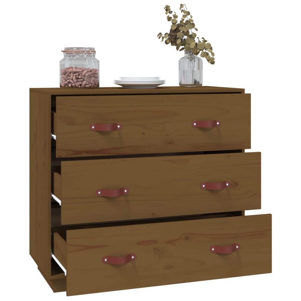Credenza Marrone Ambra 80x40x75 cm in Legno Massello di Pino - homemem39