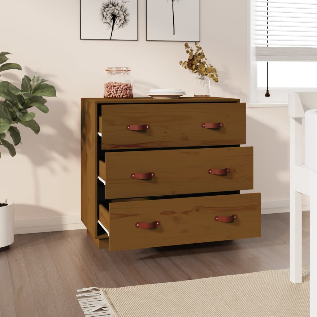 Credenza Marrone Ambra 80x40x75 cm in Legno Massello di Pino - homemem39