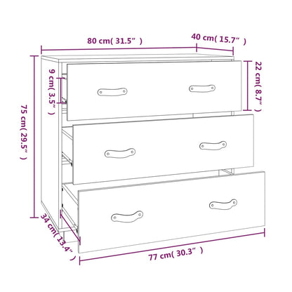 Credenza Marrone Ambra 80x40x75 cm in Legno Massello di Pino - homemem39