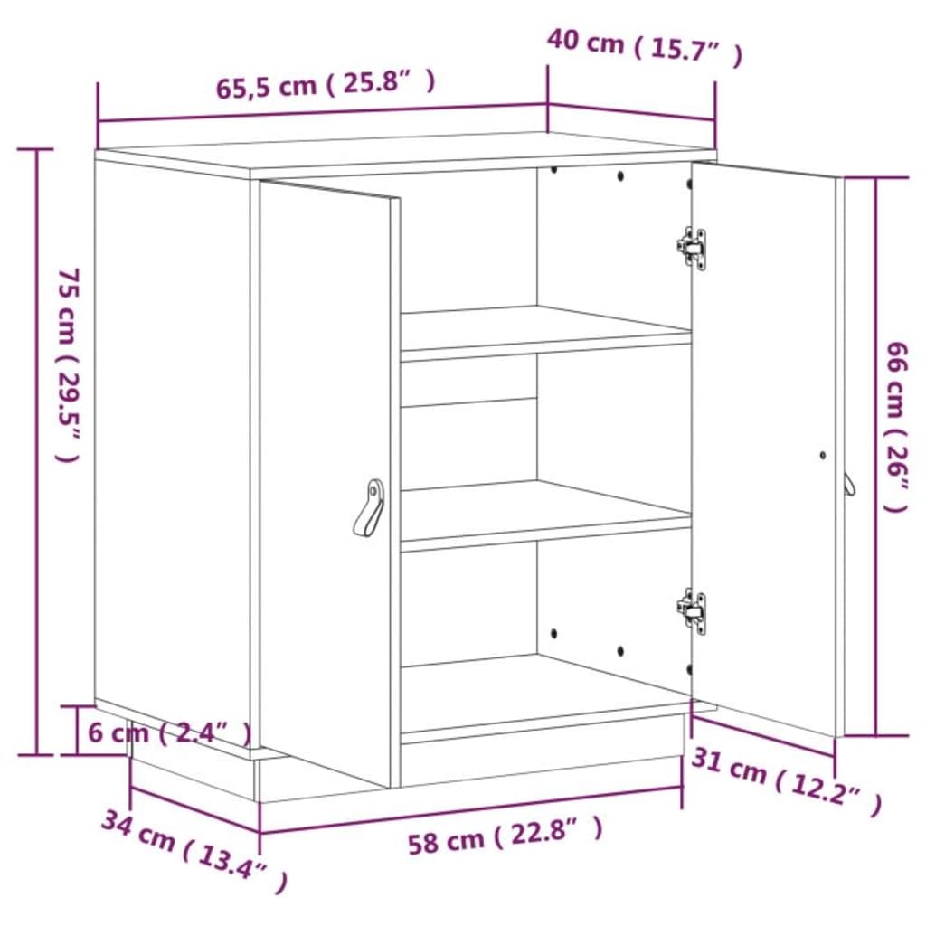 Credenza 65,5x40x75 cm in Legno Massello di Pino