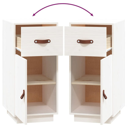 Credenza Bianca 34x40x75 cm in Legno Massello di Pino - homemem39
