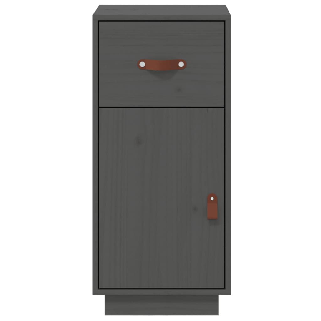 Credenza Grigia 34x40x75 cm in Legno Massello di Pino - homemem39