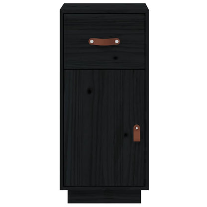 Credenza Nera 34x40x75 cm in Legno Massello di Pino - homemem39