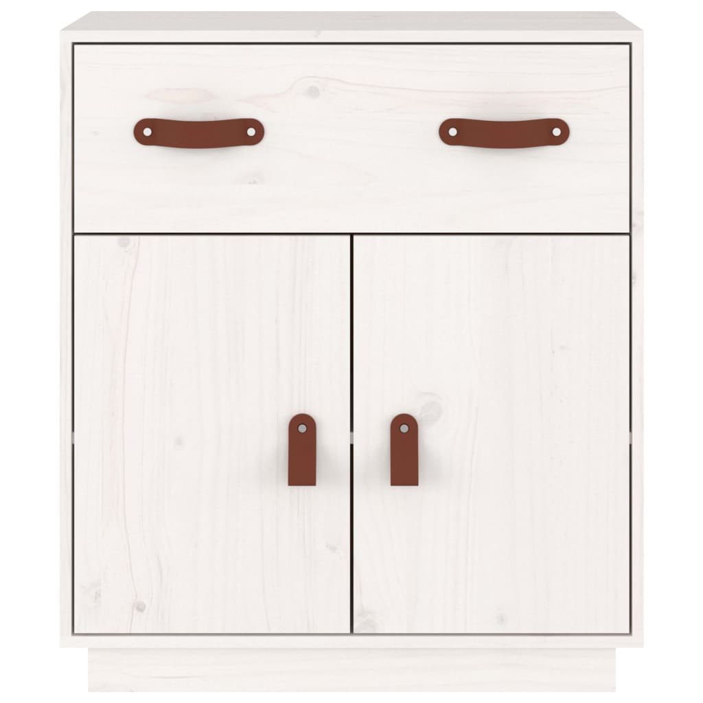 Credenza Bianca 65,5x40x75 cm in Legno Massello di Pino