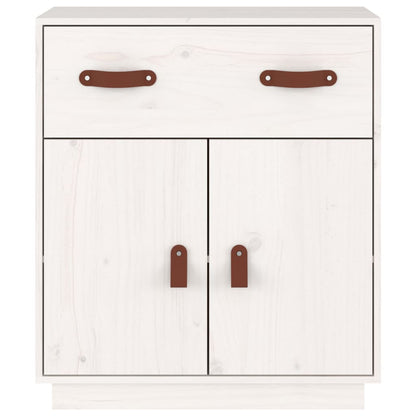Credenza Bianca 65,5x40x75 cm in Legno Massello di Pino