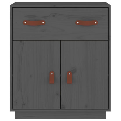 Credenza Grigia 65,5x40x75 cm in Legno Massello di Pino - homemem39