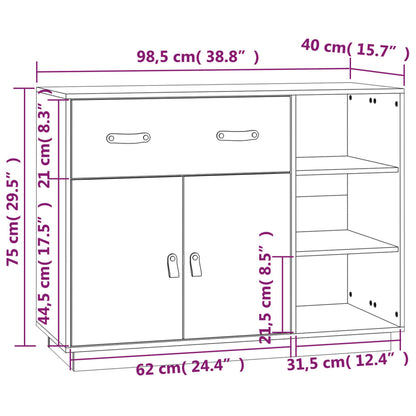 Credenza 98,5x40x75 cm in Legno Massello di Pino