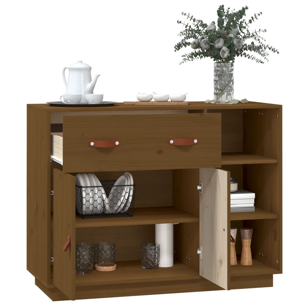 Credenza Marrone Ambra 98,5x40x75 cm in Legno Massello di Pino - homemem39
