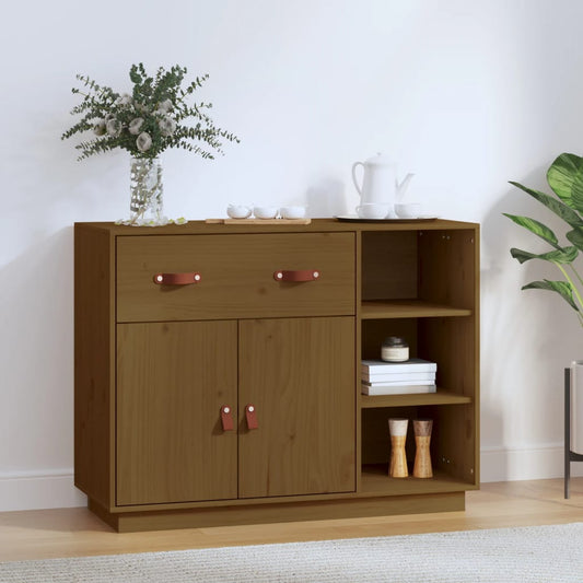 Credenza Marrone Ambra 98,5x40x75 cm in Legno Massello di Pino - homemem39