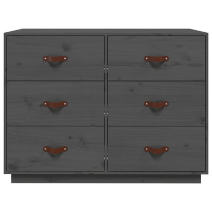 Credenza Grigia 100x40x75 cm in Legno Massello di Pino - homemem39