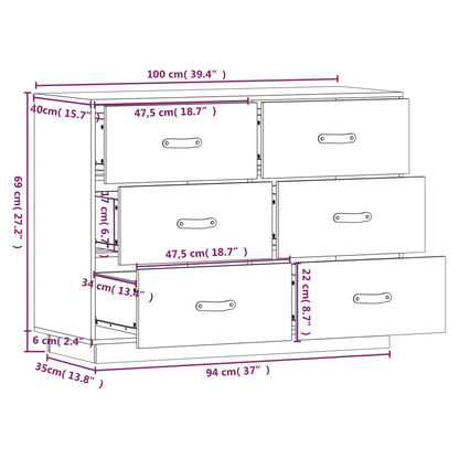 Credenza ambra 100x40x75 cm in Legno Massello di Pino - homemem39