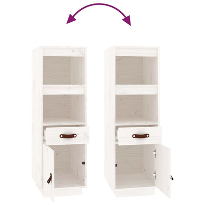 Credenza Bianca 34x40x108,5 cm in Legno Massello di Pino - homemem39