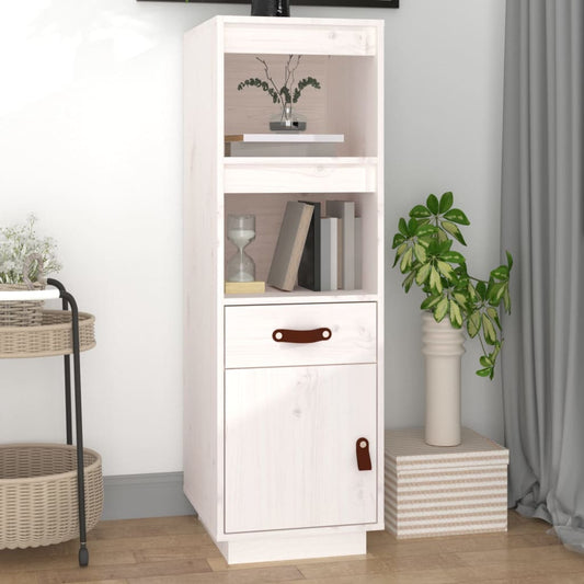 Credenza Bianca 34x40x108,5 cm in Legno Massello di Pino - homemem39