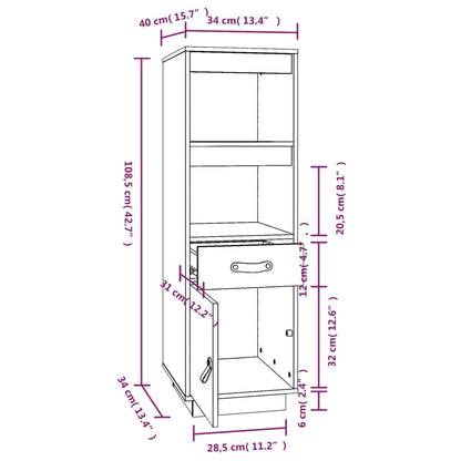 Credenza ambra 34x40x108,5 cm in Legno Massello di Pino - homemem39