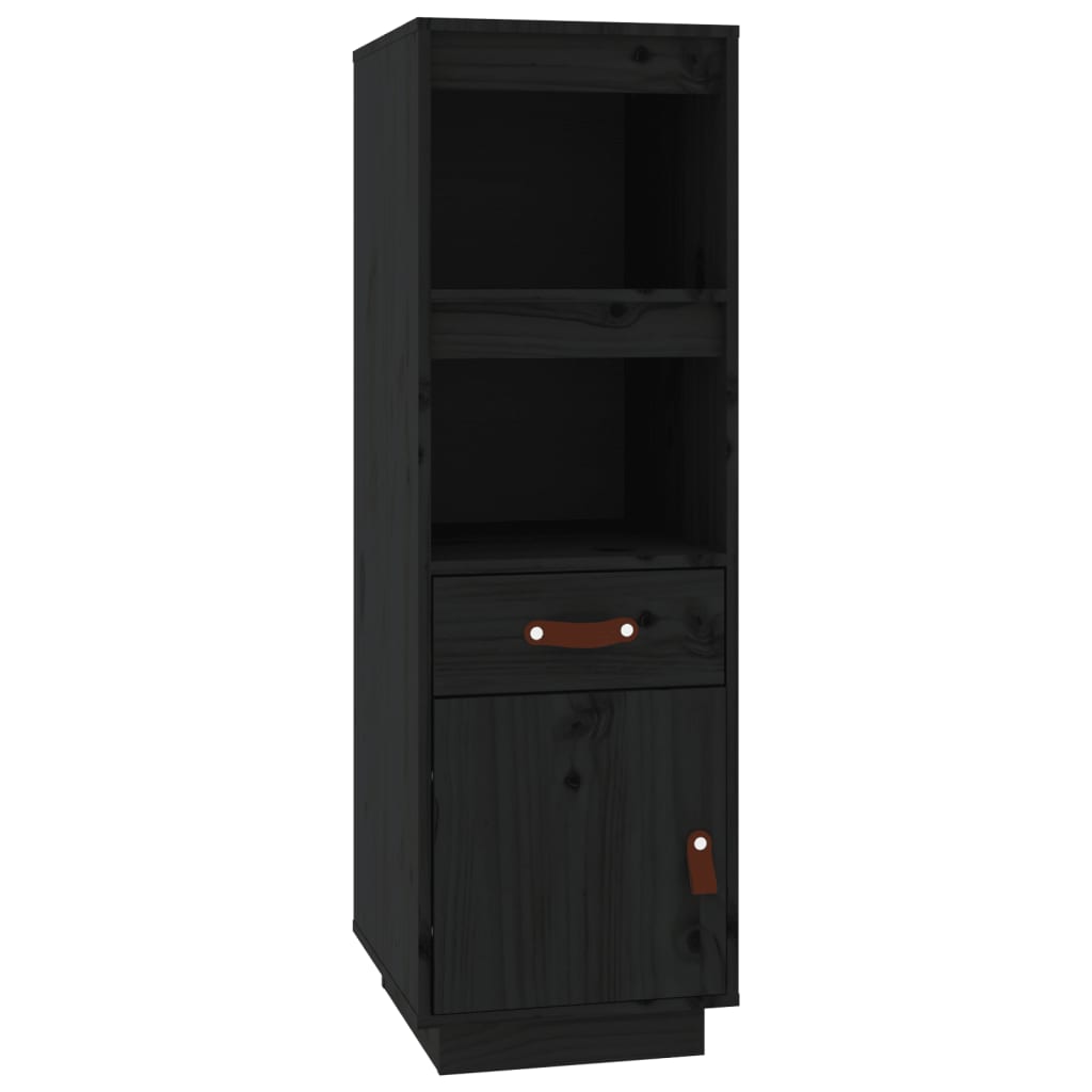 Credenza Nera 34x40x108,5 cm in Legno Massello di Pino - homemem39