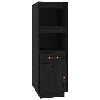 Credenza Nera 34x40x108,5 cm in Legno Massello di Pino - homemem39