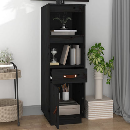 Credenza Nera 34x40x108,5 cm in Legno Massello di Pino - homemem39