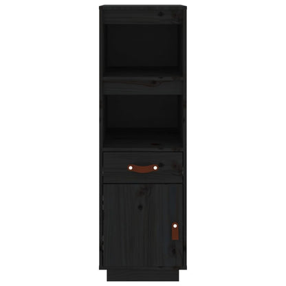 Credenza Nera 34x40x108,5 cm in Legno Massello di Pino - homemem39