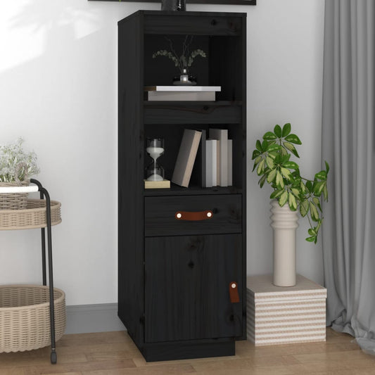 Credenza Nera 34x40x108,5 cm in Legno Massello di Pino - homemem39