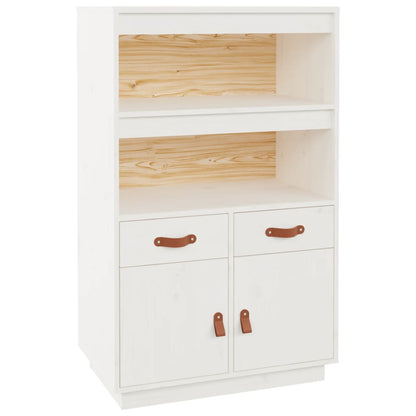Credenza Bianca 67x40x108,5 cm in Legno Massello di Pino - homemem39