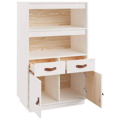 Credenza Bianca 67x40x108,5 cm in Legno Massello di Pino - homemem39